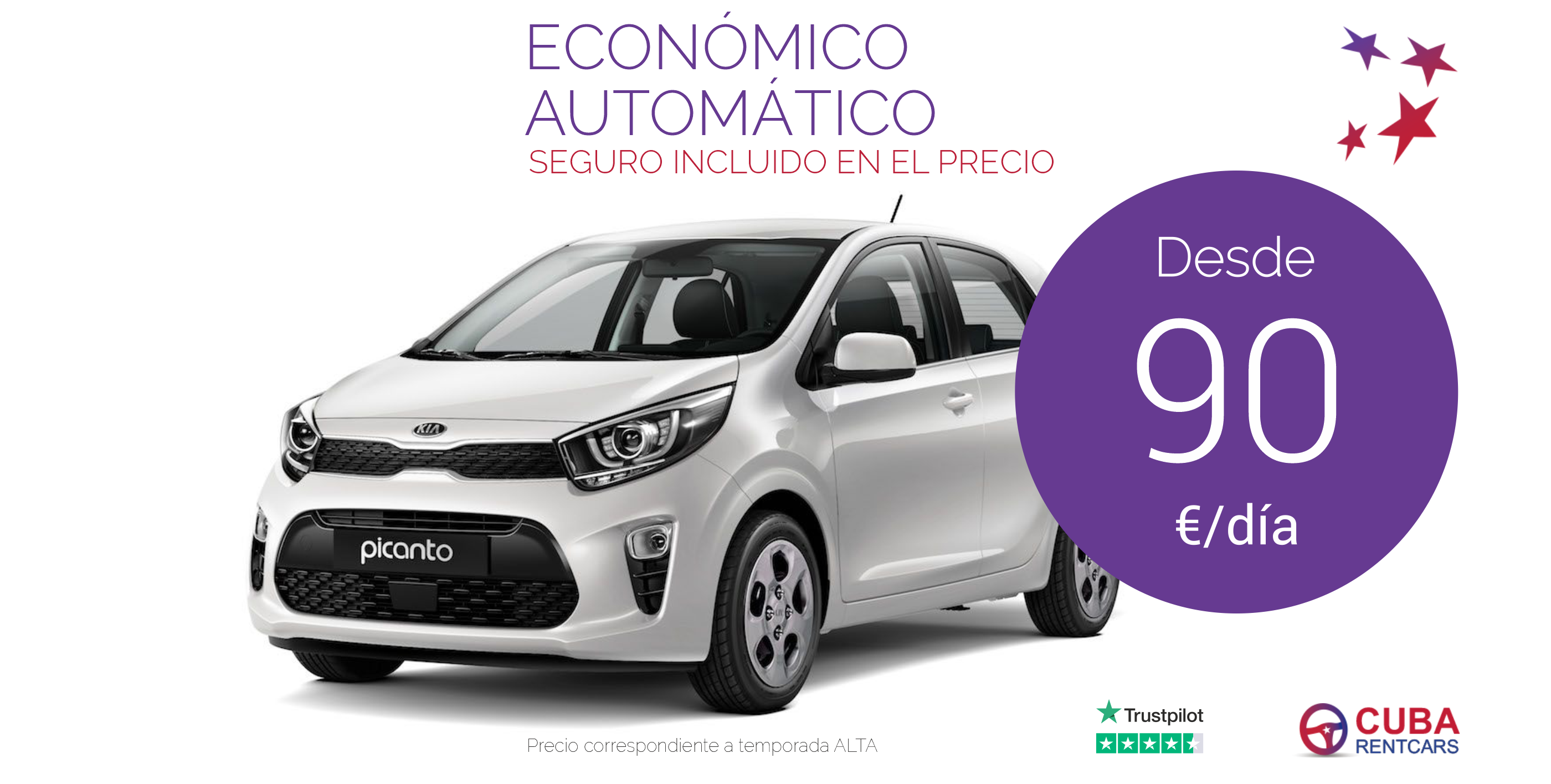 Alquila coche ECONÓMICO AUTOMÁTICO con seguro en Cuba